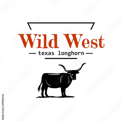 Breeding cattle. silhouette of a grazing cow. vector illustration isolated on white background