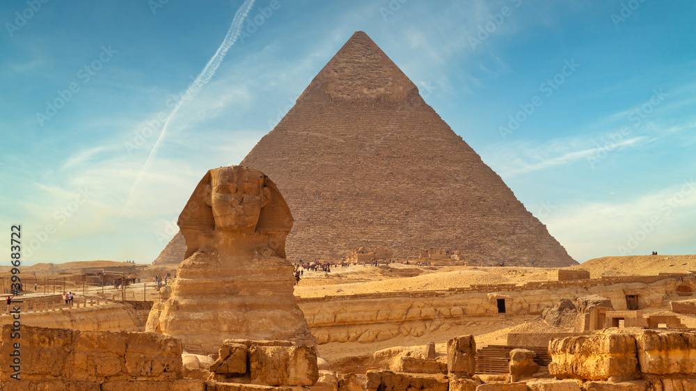 The Great Sphinx Of Giza And The Pyramids In Egypt - obrazy, fototapety, plakaty 