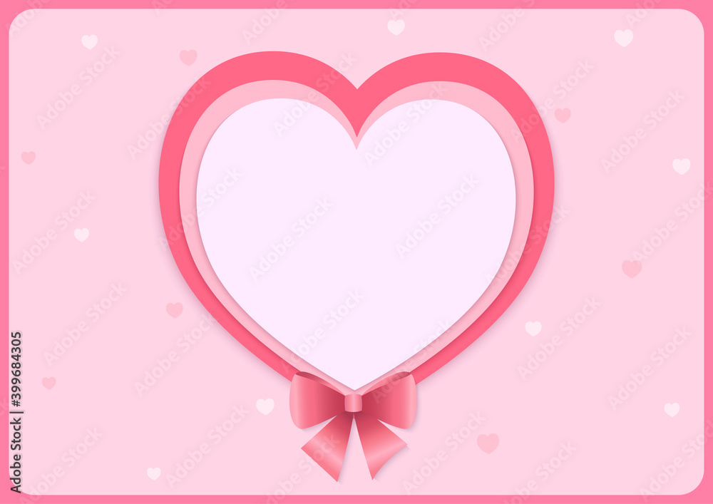 Heart shape with pink bow for Valentine's background