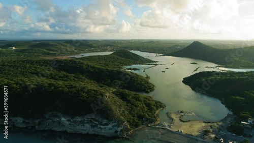 Drone Shot - Aerial shot in Curacao of Boca Sami Natural Harbour photo