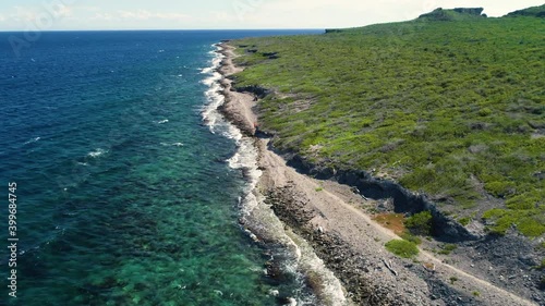 Drone Shot - Aerial shot of coastal line in the Caribbean, Curacao photo