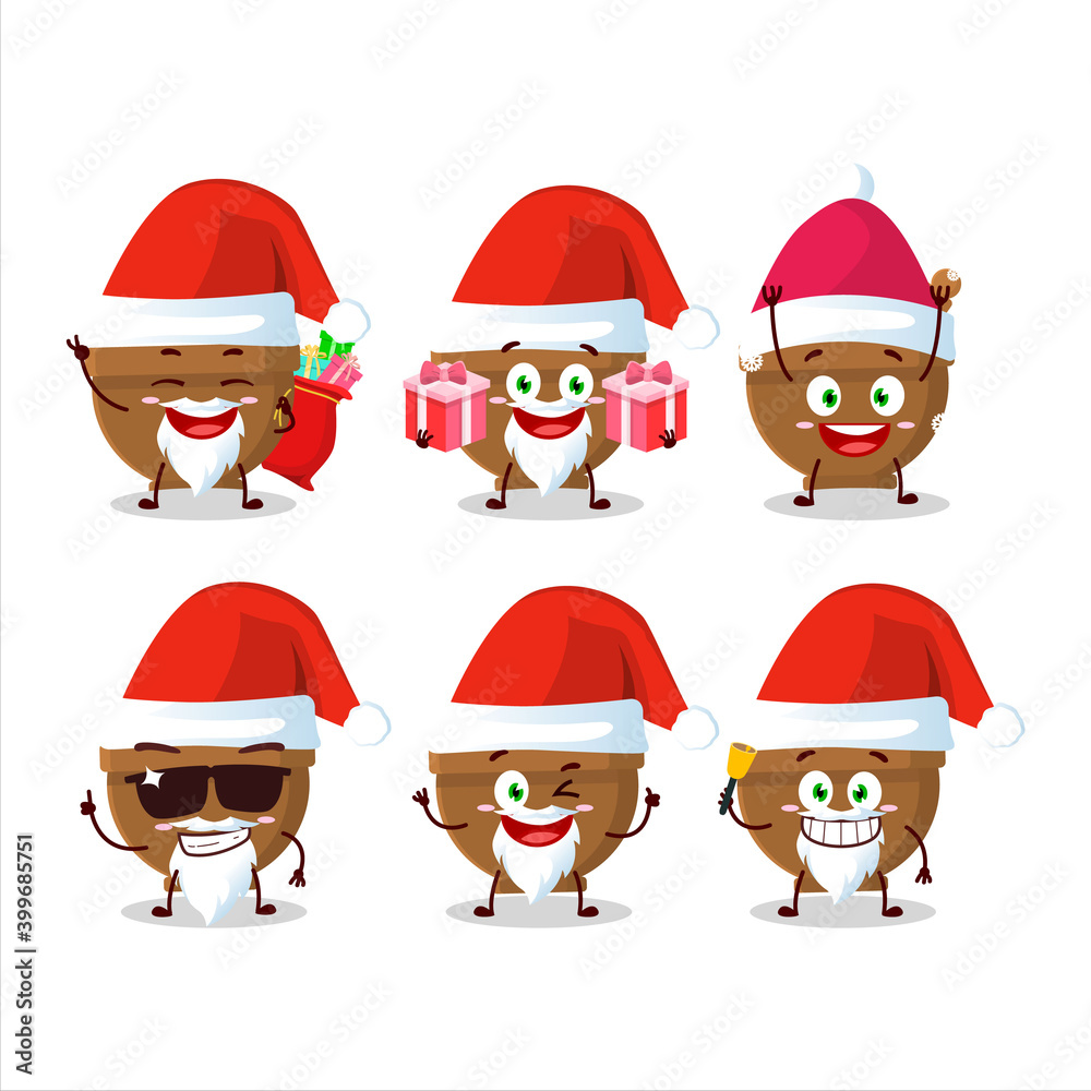 Santa Claus emoticons with mortar and pestle cartoon character
