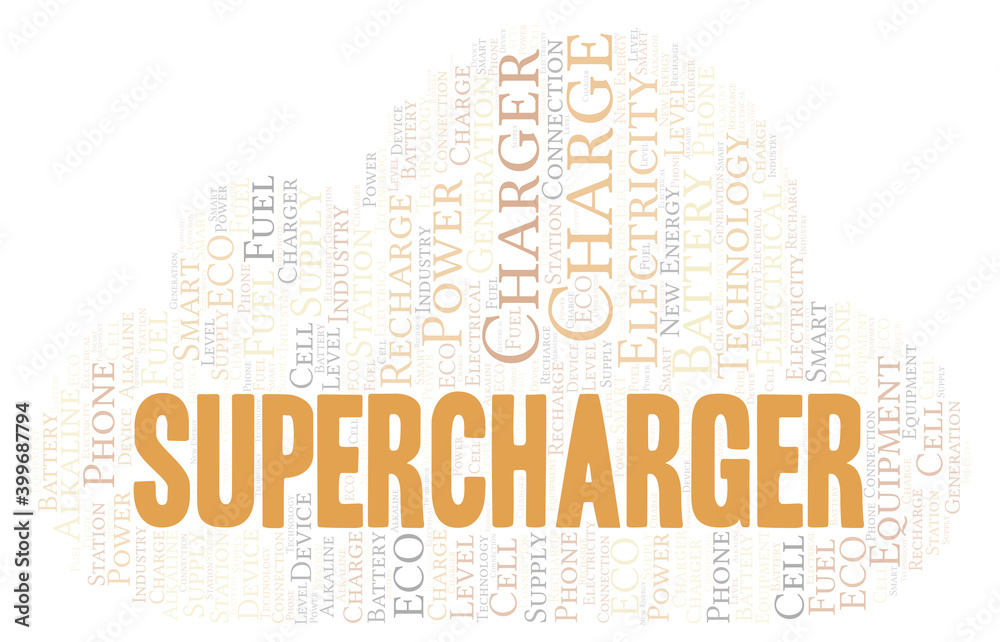 Obraz premium Supercharger typography word cloud create with the text only.
