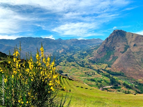 Sacred valley Incas in Peru. Beautiful Urubamba Valley in Andes mountains. photo