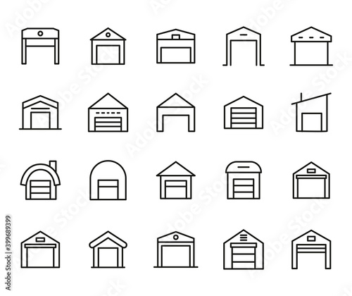 Warehouse line icons set.