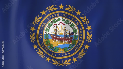 New Hampshire animated flag. Seamless loop. 4K