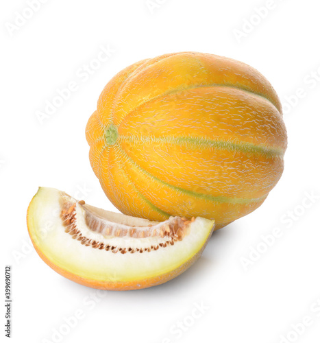 Sweet ripe melon on white background