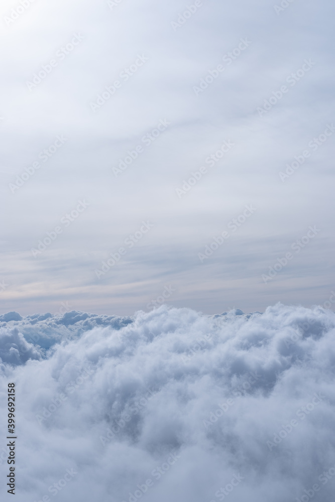 View from above the clouds in early autumn at Senjojiki Cirque in Nagano Prefecture, Japan.