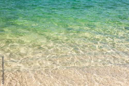 Fototapeta Naklejka Na Ścianę i Meble -  Clear blue transparent beach water background