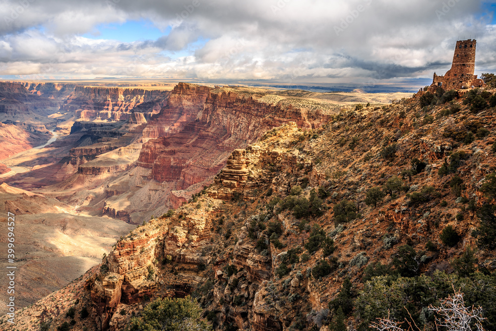 Watchtower Cloudy Views at Desert View, Grand Canyon National Park, Arizona