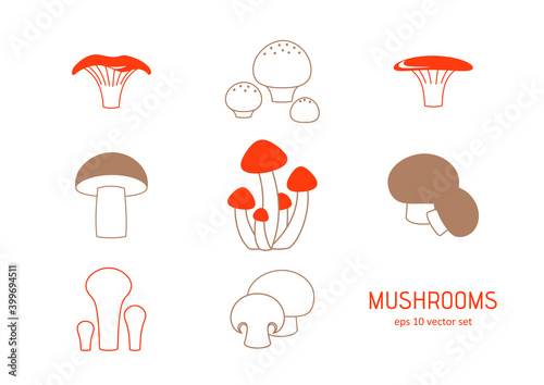 Mushroom - vector icons set.
