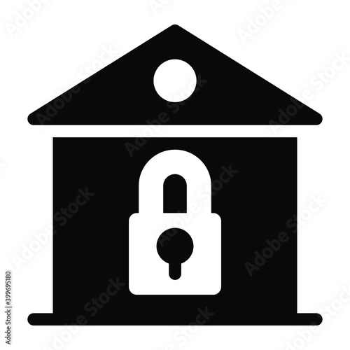 
House security icon of solid style, home protection 
