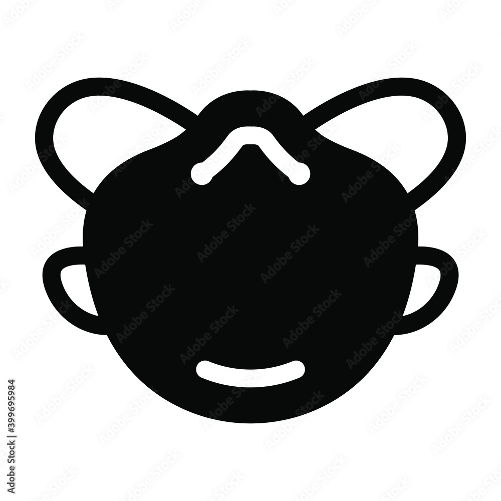 Covid face protection equipment, solid icon of N95 mask
Covid face protection equipment, solid icon of N95 mask