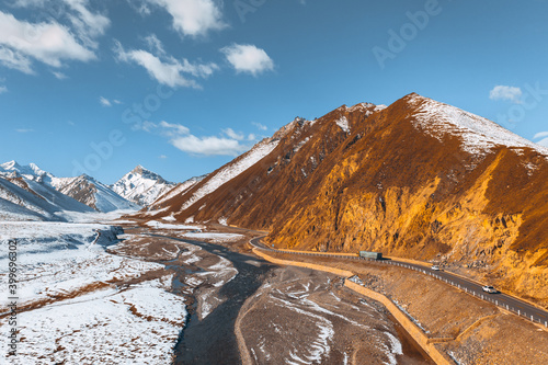 Tourist Attractions in Dushan Highway, Snow Mountain, Xinjiang, China photo