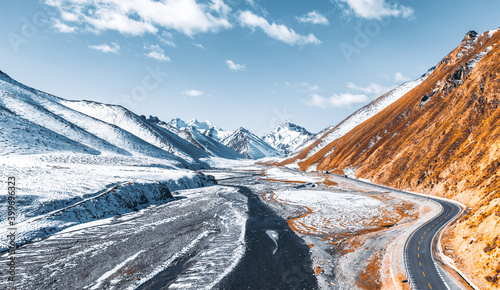 Tourist Attractions in Dushan Highway, Snow Mountain, Xinjiang, China photo