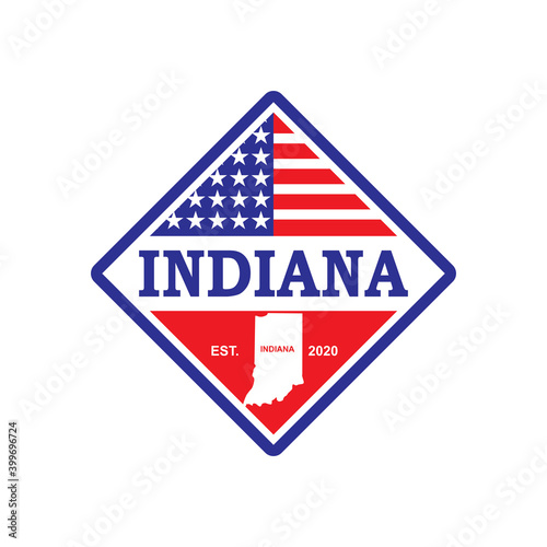 Indiana Map Vector , United States Logo