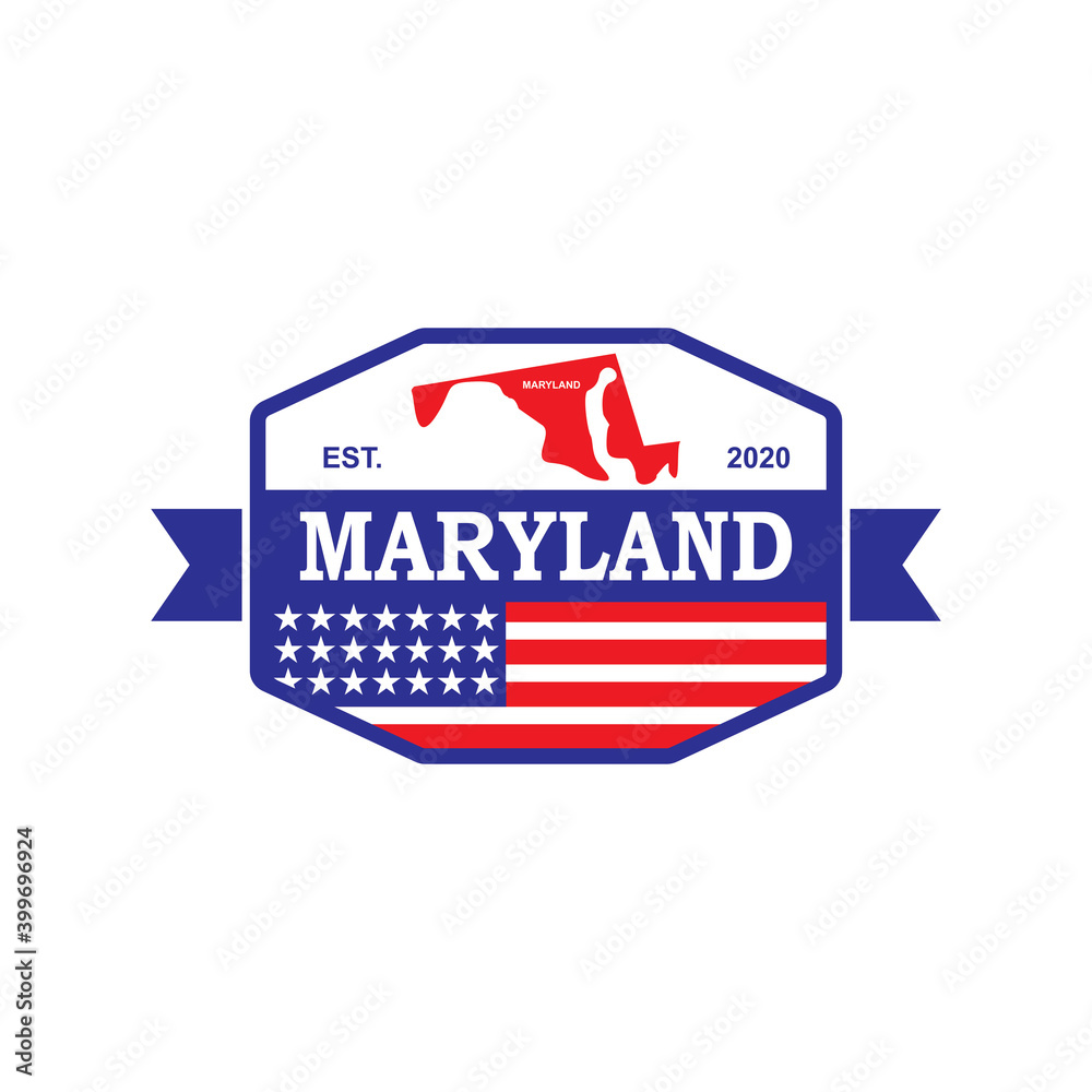 Fotografie Maryland Map Vector , United States Logo