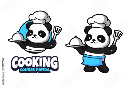Cooking panda logo design template