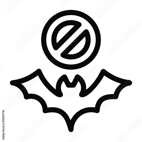 
Covid spreading cause say no to wild animal, solid icon of bat restricted 
