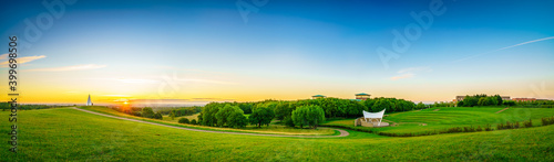 Sunrise panorama at the Campbell park in Milton Keynes