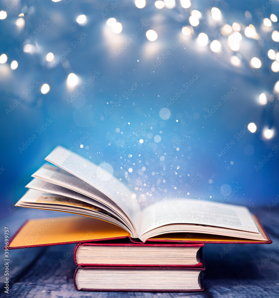 Magic book in holiday lights Magic book in holiday lights
