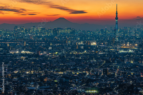 富士山と東京の夜景