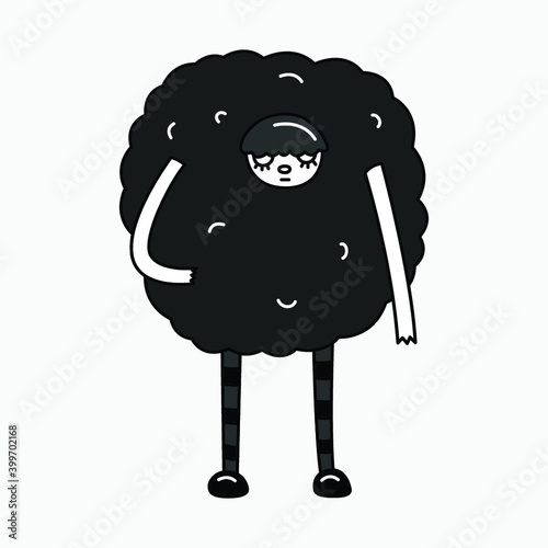 illustration of a cartoon black sheep