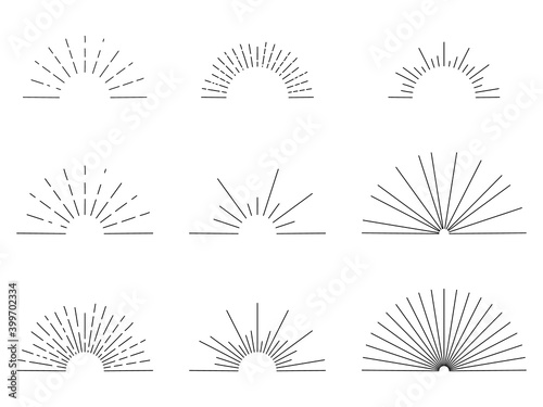Set of sunbursts and frame  vector illustration