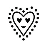 Heart icon, Cute heart and face vector illustration. Line and flat style icon Isolated on white background. eps 10