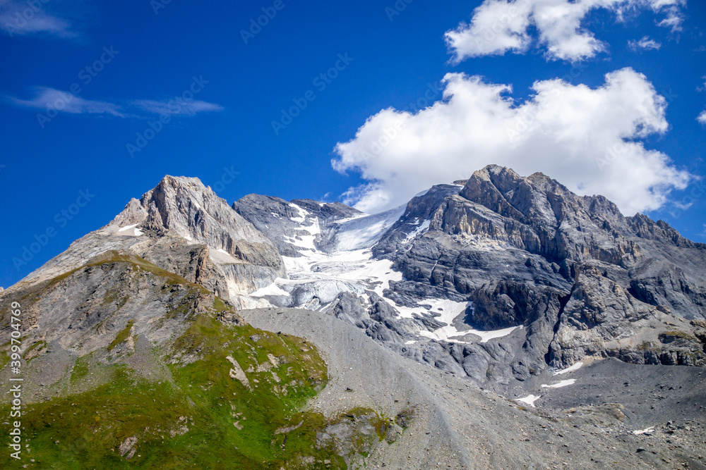 Grande Casse Alpine glacier landscape in French alps.