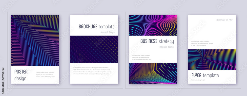 Abstract lines modern brochure. Bright vibrant gradient geometry covers.  Business  annual report, brochure, poster, book etc.