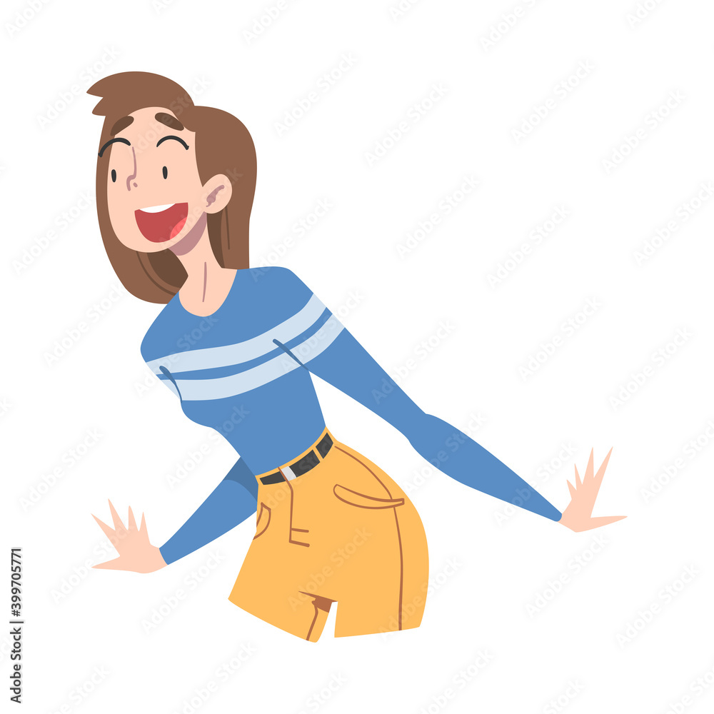 Shocked Girl with Open Mouth, Mood of People Concept, Surprised and Amazed Person Cartoon Style Vector Illustration Shocked Girl with Open Mouth, Mood of People Concept, Surprised and Amazed Person Cartoon Style Vector Illustration