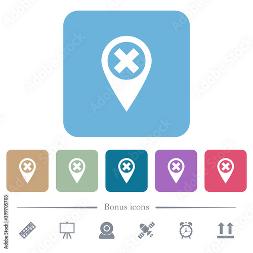 Free Download Cancel GPS map location flat icons on color rounded square backgrounds - GFXLoad