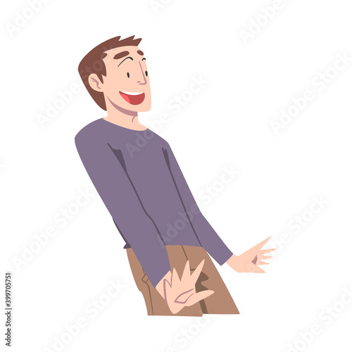 Shocked Astonished Girl Young Man, Emotional Reaction Concept, Surprised and Amazed Person Character Cartoon Style Vector Illustration