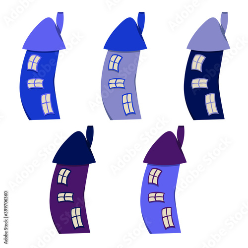 vector isolated icon set with magic houses on a white background