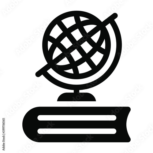 
Discover book glyph icon showing world globe 
