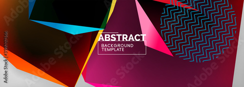 Low poly 3d geometric shapes, minimal abstract background. Vector illustrations for covers, banners, flyers and posters and other