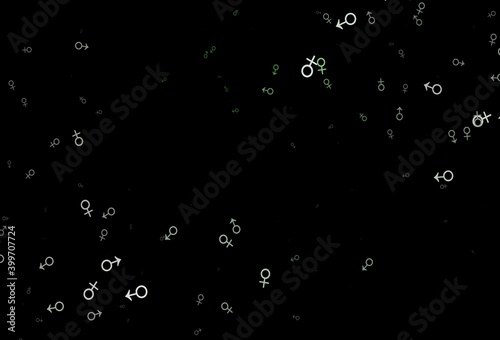 Dark green vector texture with male  female icons.