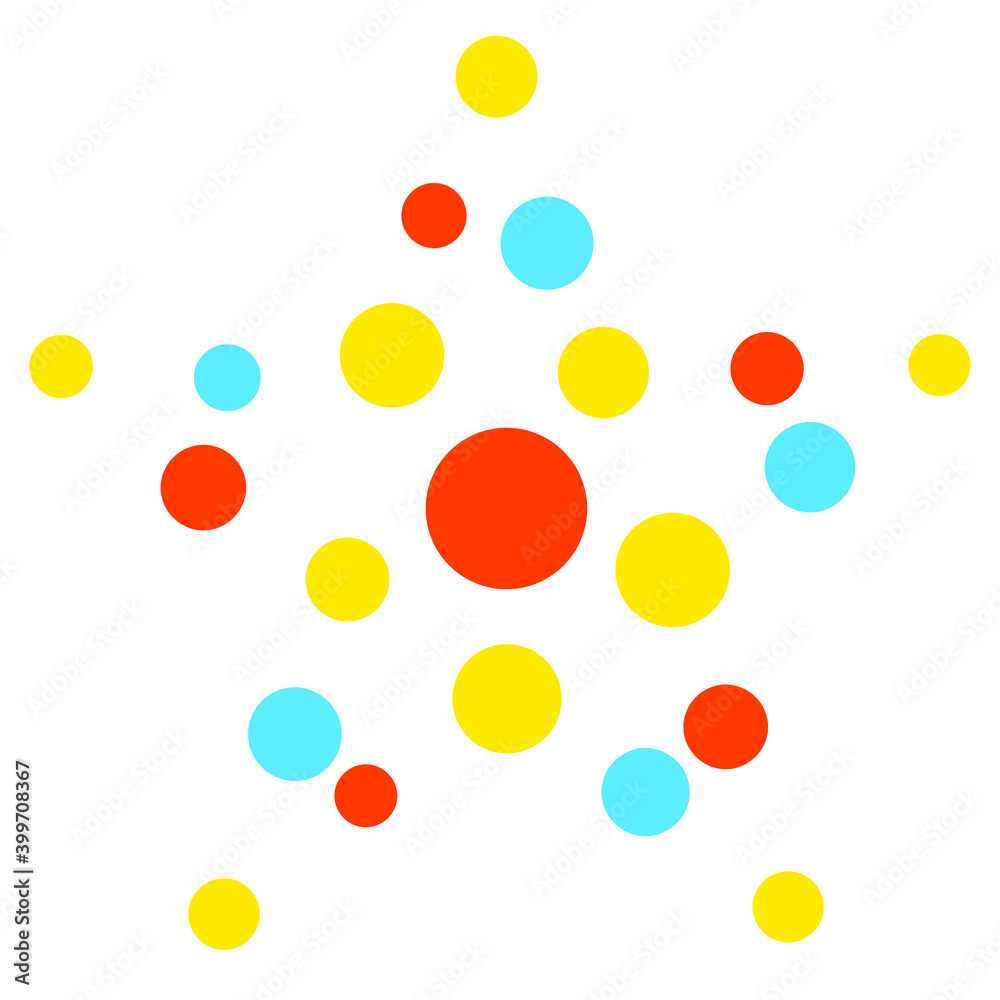 star of different colored dots, on a white background