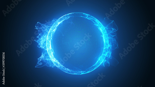 Abstract 3D Futuristic Glowing Plasma ball or globe, Abstract circle with smooth flowing waves, Magic ball, Abstract background, 4k High Quality, 3D render photo
