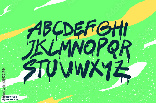 Graffiti alphabet, spray, can, brush, lettering, typography