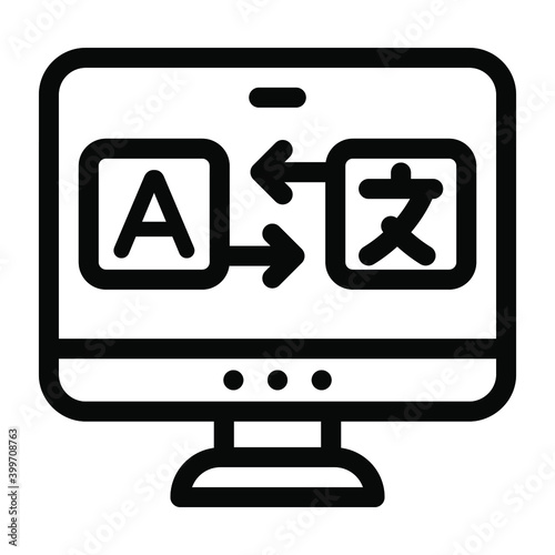 
Online translation glyph icon, showing foreign languages 
