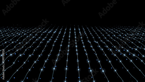 Abstract 3D Beautiful illuminating lights in a row with dynamic wavy patterns, Digital Background, technology and business background, 4k High Quality, 3D render