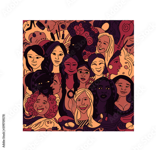 girls of different nationalities. International. Races