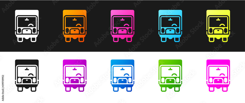 Set Delivery cargo truck vehicle icon isolated on black and white background. Vector. Set Delivery cargo truck vehicle icon isolated on black and white background. Vector.
