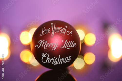 Greeting card for Christmas with Text: Merry Little Christmas