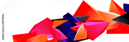 Triangle mosaic abstract background, 3d triangular low poly shapes. Geometric vector illustration for covers, banners, flyers and posters and other