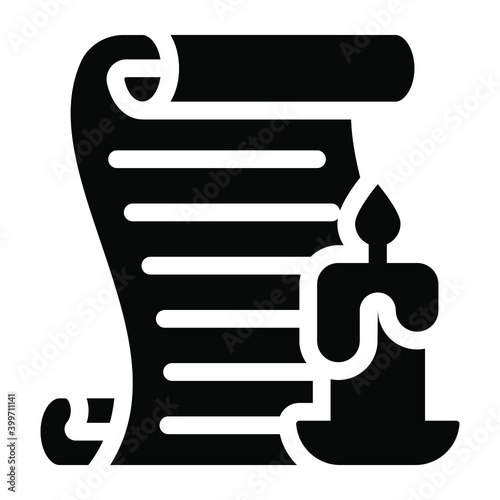 
Poetry literature solid icon, candle with document
