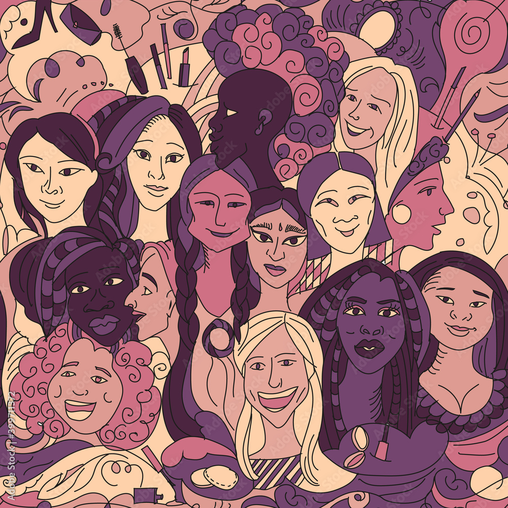 girls of different nationalities seamless pattern girls of different nationalities seamless pattern