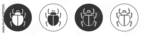 Black Mite icon isolated on white background. Circle button. Vector.